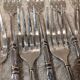 12 silver-plated metal cake forks with 4 prongs, Russian silversmith SFAM.