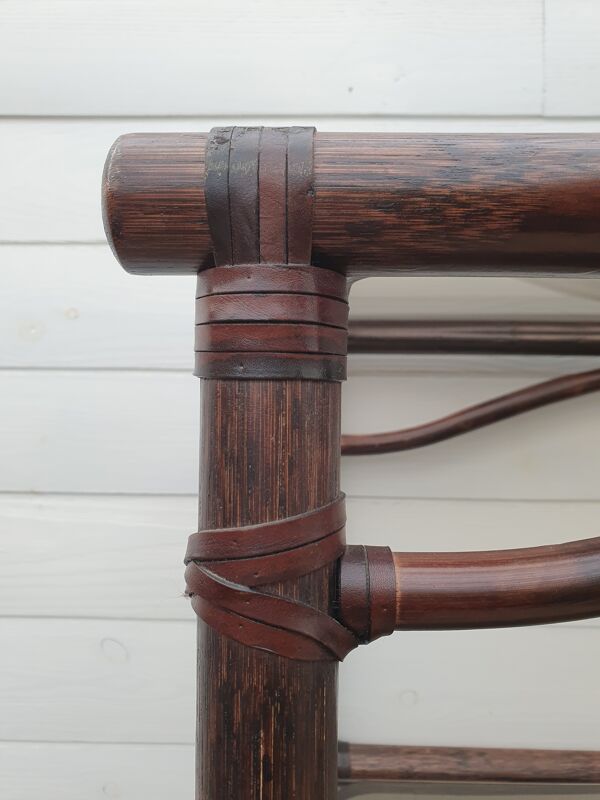 Étagère Roche Bobois,  bambou et verre fumé 1970
