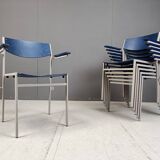 Minimalist Metal and Plywood Stackable Armchairs by Gijs Van Der Sluis, Set of 6