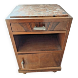 Vintage Wooden Nightstand with Marble Top