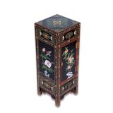Armoire à porte simple prospère avec fleurs incrustées sculptées, laque naturelle peinte en laque dorée