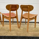 Series of 4 mulched chairs 1950 Roger landault publisher robert sentou