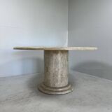 Midcentury Round tessellated stone and brass diningtable