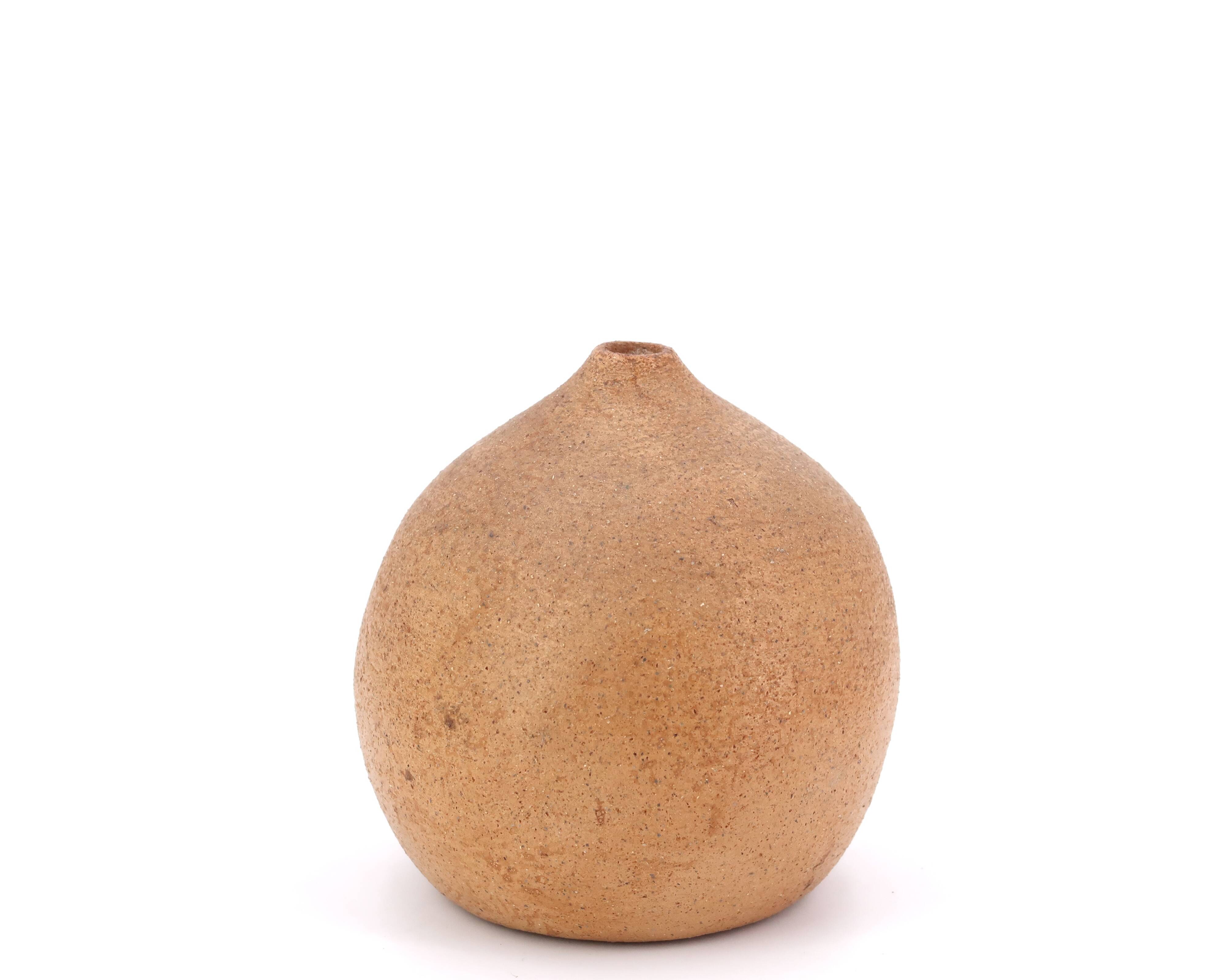 Signed chamotte sandstone ball vase, 1970s