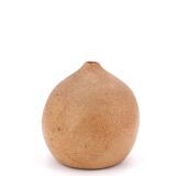 Vase boule en grès chamotté signé, années 70