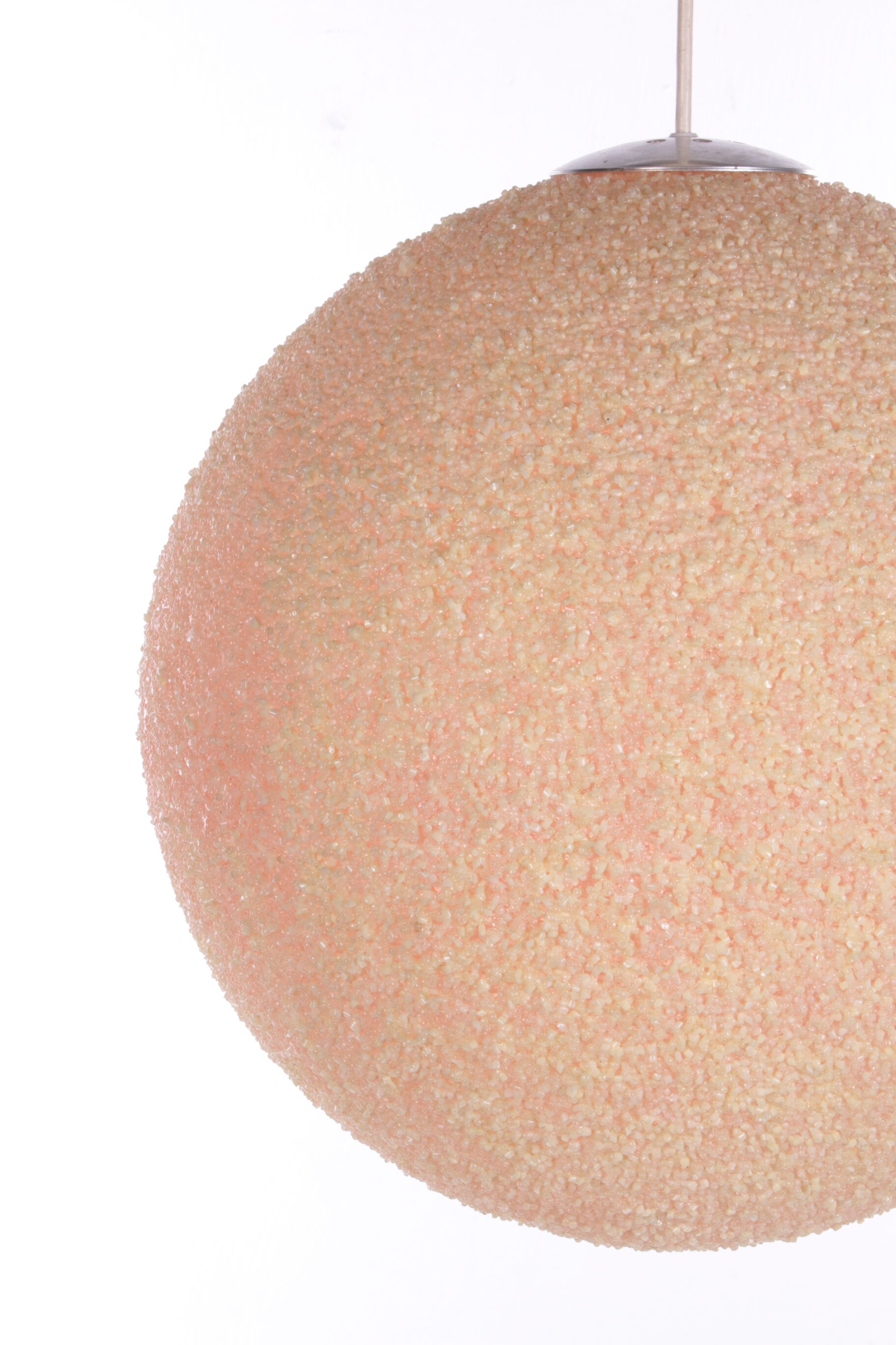 Vintage Cream Sugar Ball Hanging Lamp 1960s