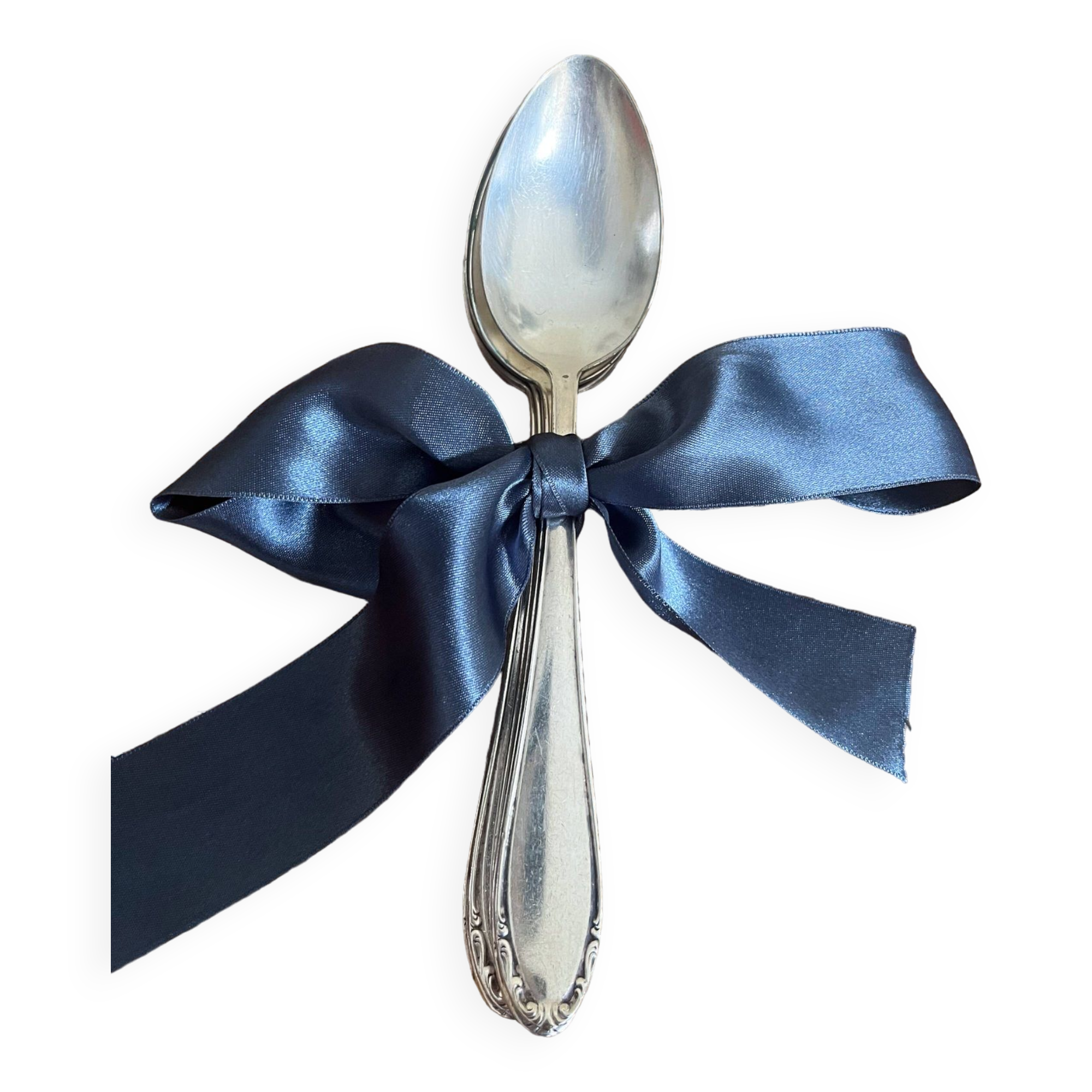 Set of 6 silver metal spoons