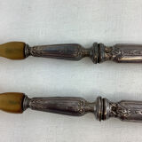 Old salad servers in filled silver and horn