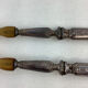 Old salad servers in filled silver and horn