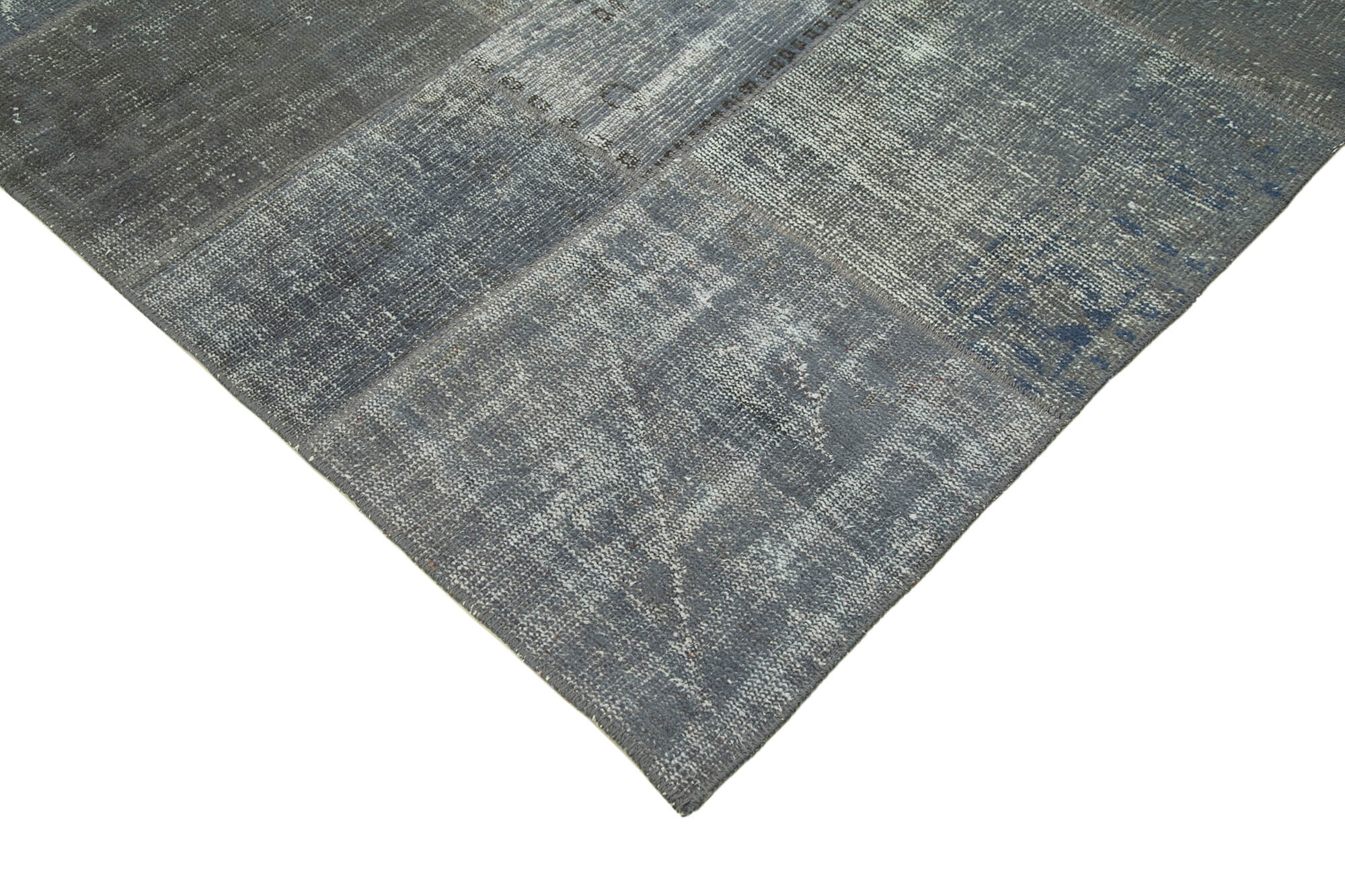 Handwoven turkish contemporary 198 cm x 300 cm grey patchwork carpet