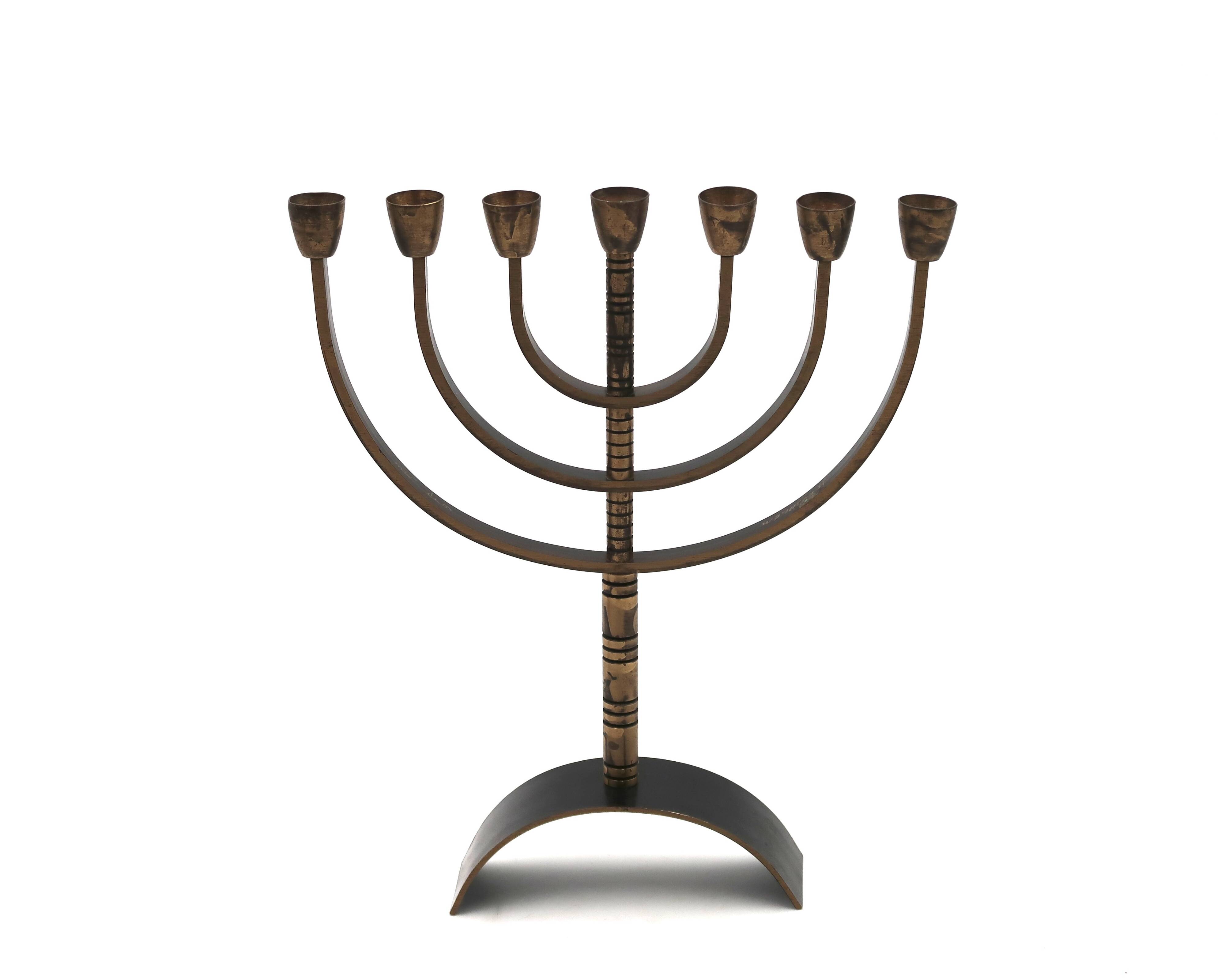 Brass 7-branch candelabra Menorah, 1960s
