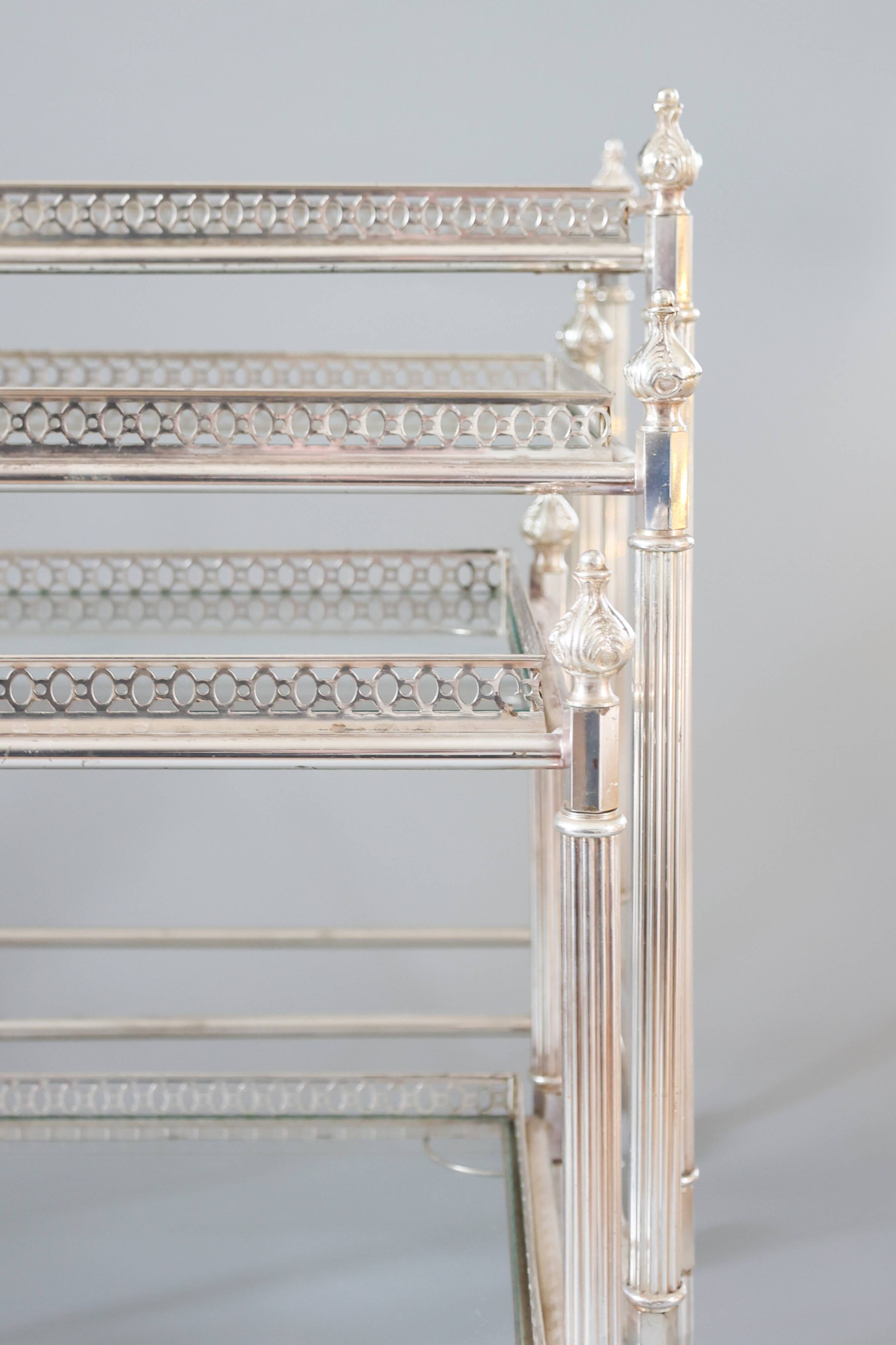 French neoclassical style nest of bar carts, 1960s.