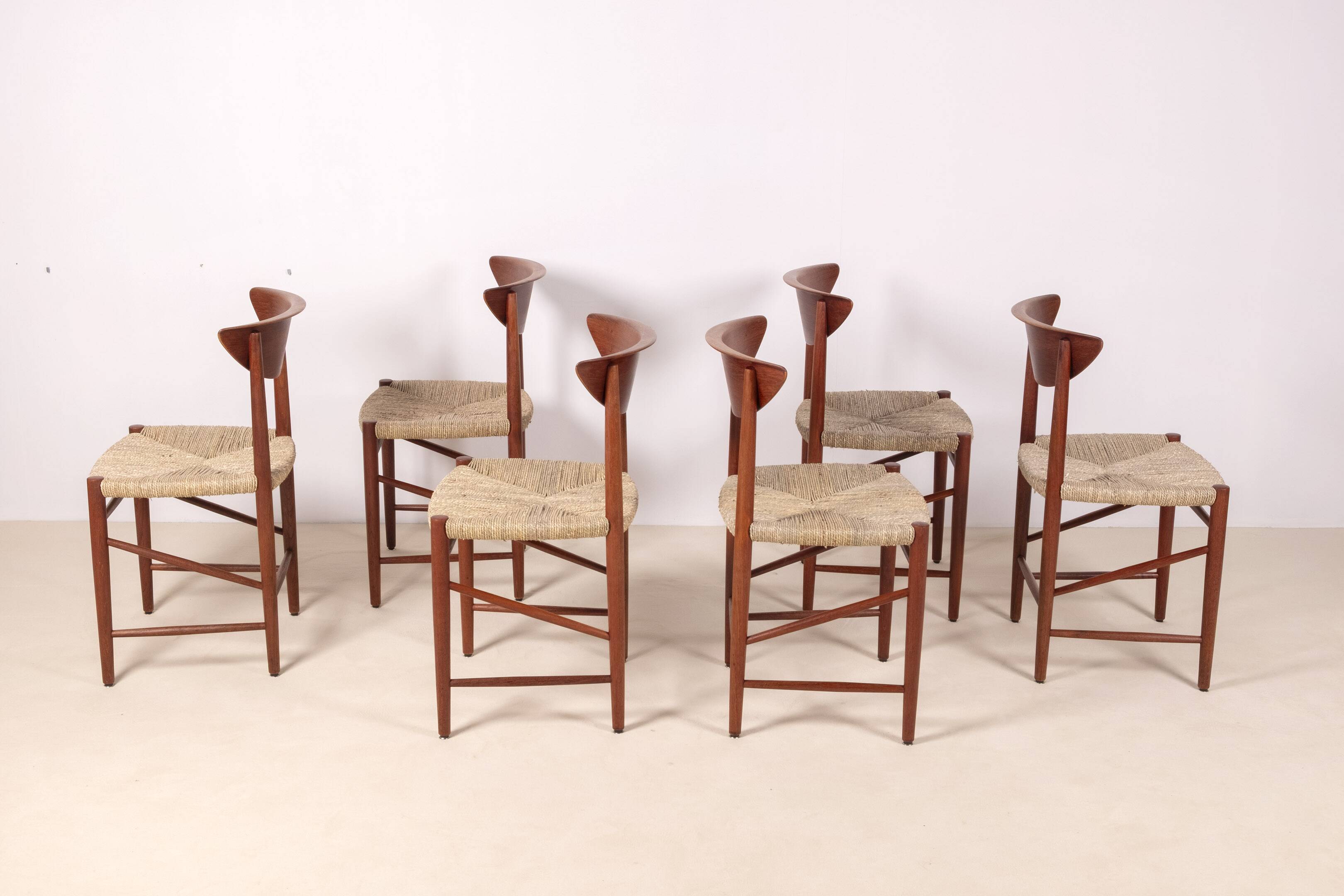 6x Peter Hvidt & Orla Mølgaard-Nielsen dining chair Model 316 in teak