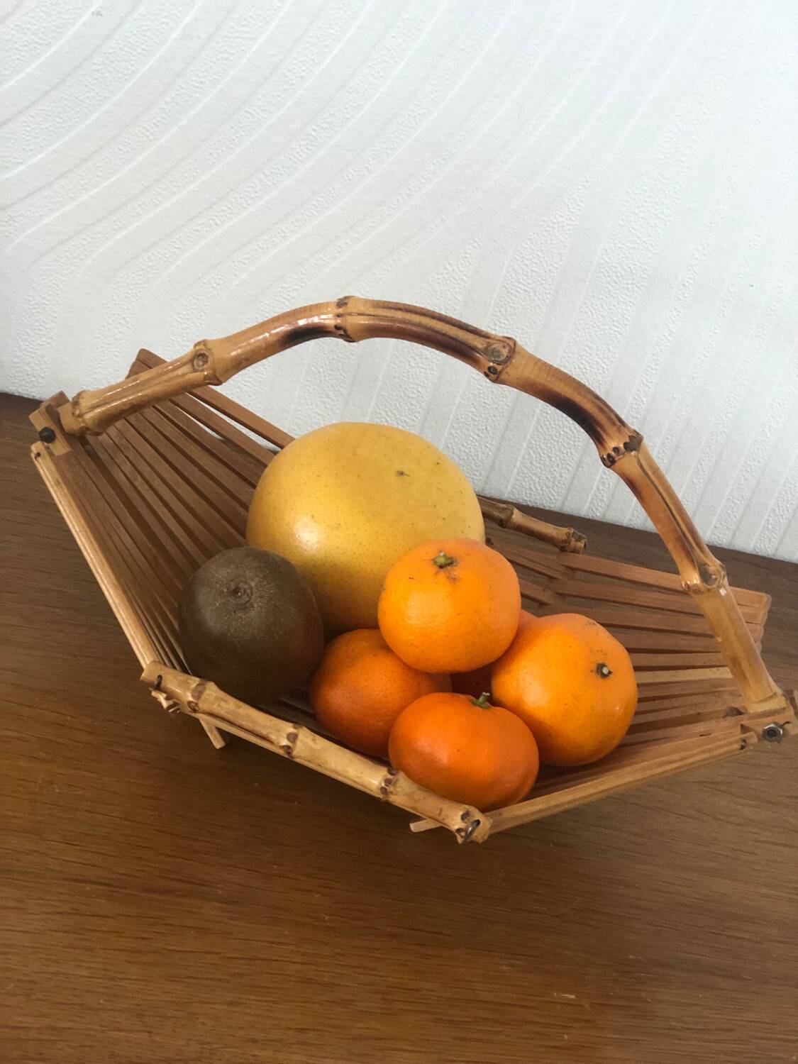 Panier / corbeille à fruits bois et bambou Vintage année 70