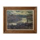 Atmospheric Signed Impressionist Oil - Barges in a Port