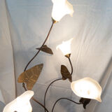 Golden brass floral floor lamp