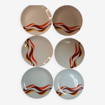 6 Bavaria Wunsiedel soup plates, white with wave decoration, 1970s