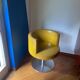 Vintage Italian Space Age Yellow Leather Accent Swivel Chair by Antonia Astori