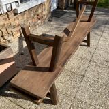 Paire de bancs orme pour table de ferme brutaliste rustique 1950