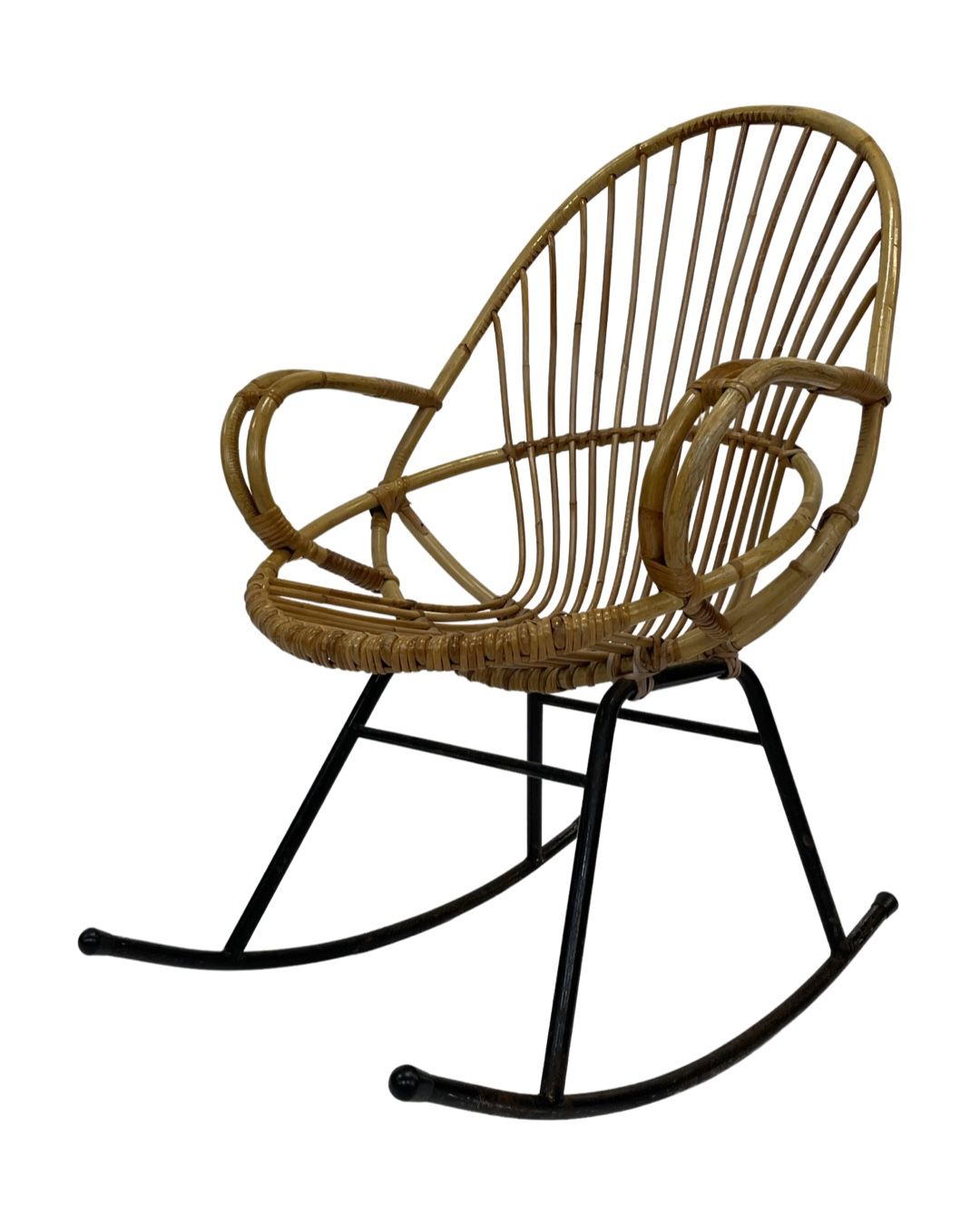 Vintage Dirk van Sliedregt Rohe Noordwolde rattan rocking chair