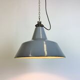 Industrial grey enamel factory pendant lamp, 1960s