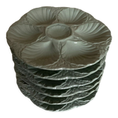 Set de 6 assiettes huitres Sarreguemines vert céladon 1960