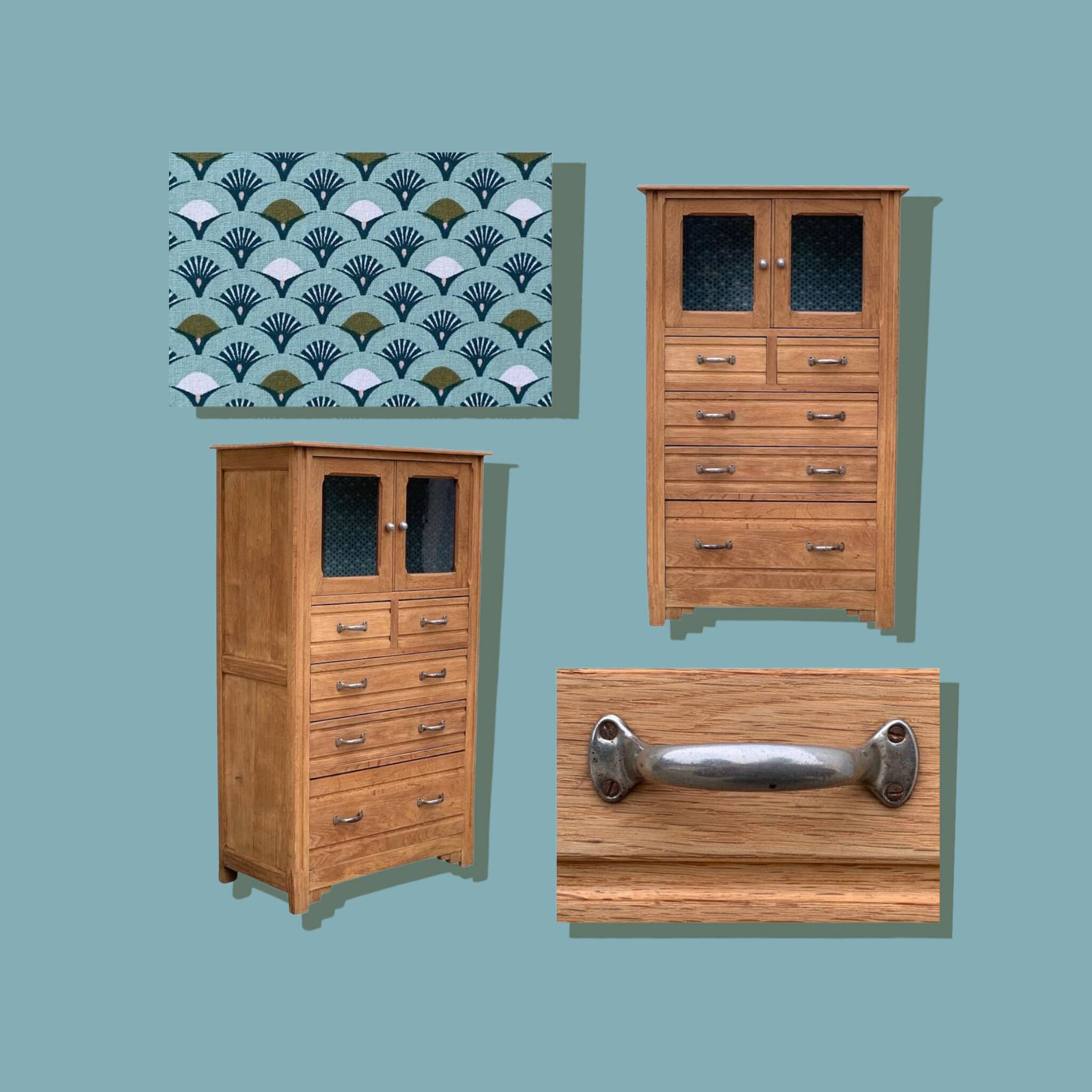 Buffet parisien vitré 1920 bois brut massif