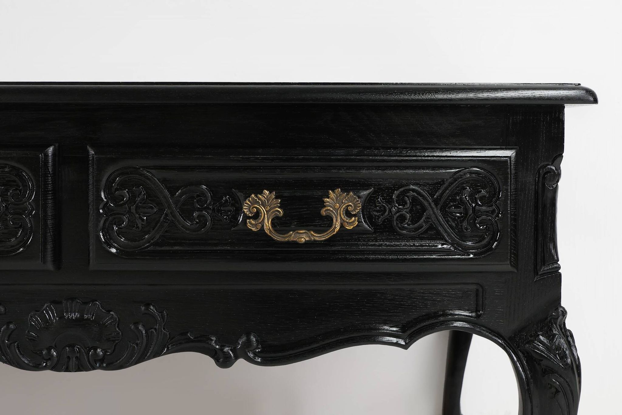 20th Century Louis XV style black low sideboard, France