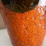 Ceramic vase, chamotte terracotta, enamelled, signature to be identified, vintage