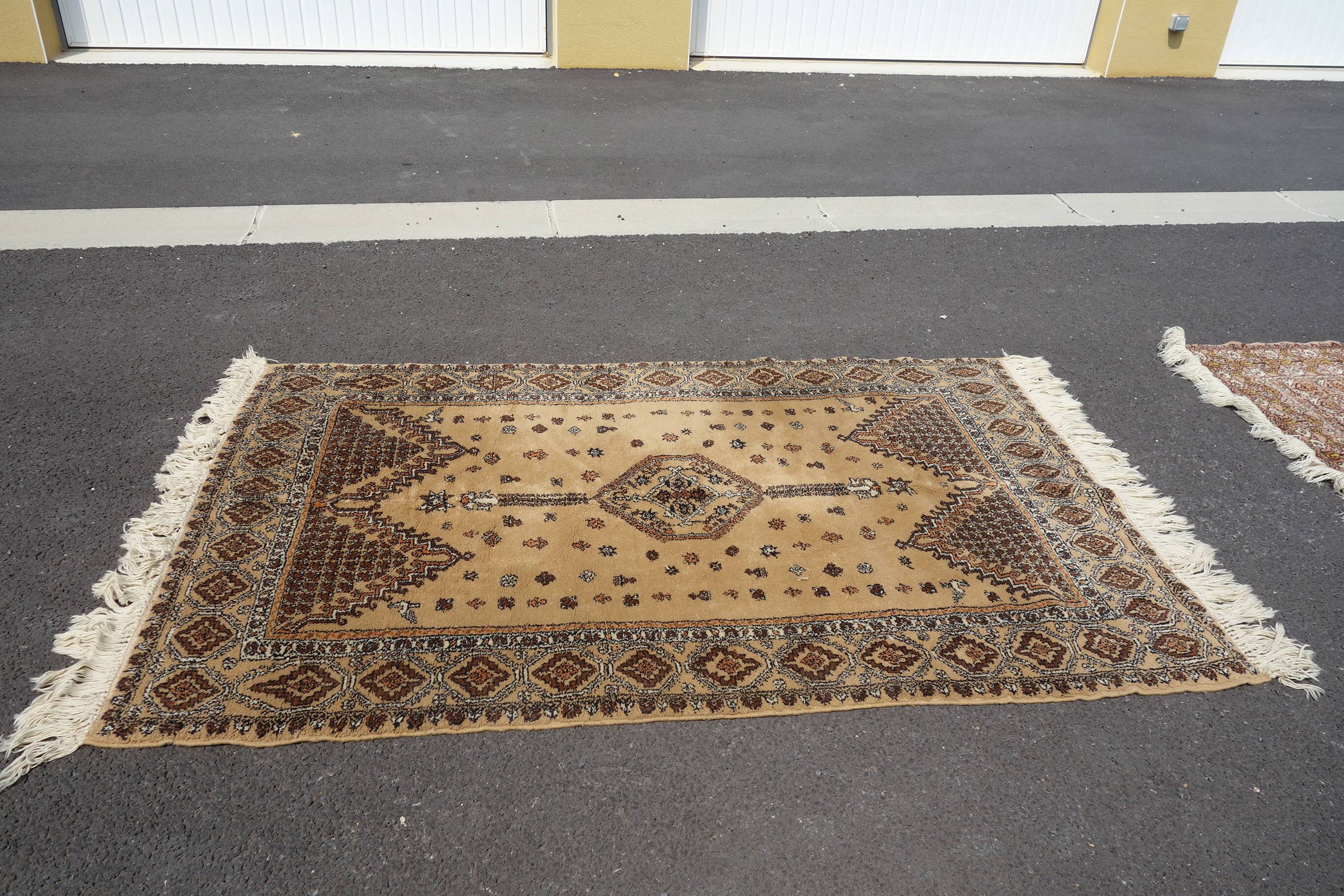 Old carpet from fez morocco very tight wool hand woven