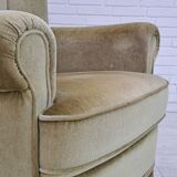 Danish velour armchair, original condition, beech wood, 80s