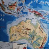 Vintage school map mdi Oceania - South America.