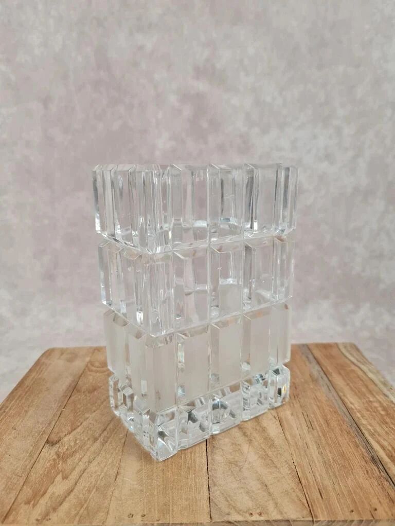 Vintage glass vase with geometric design