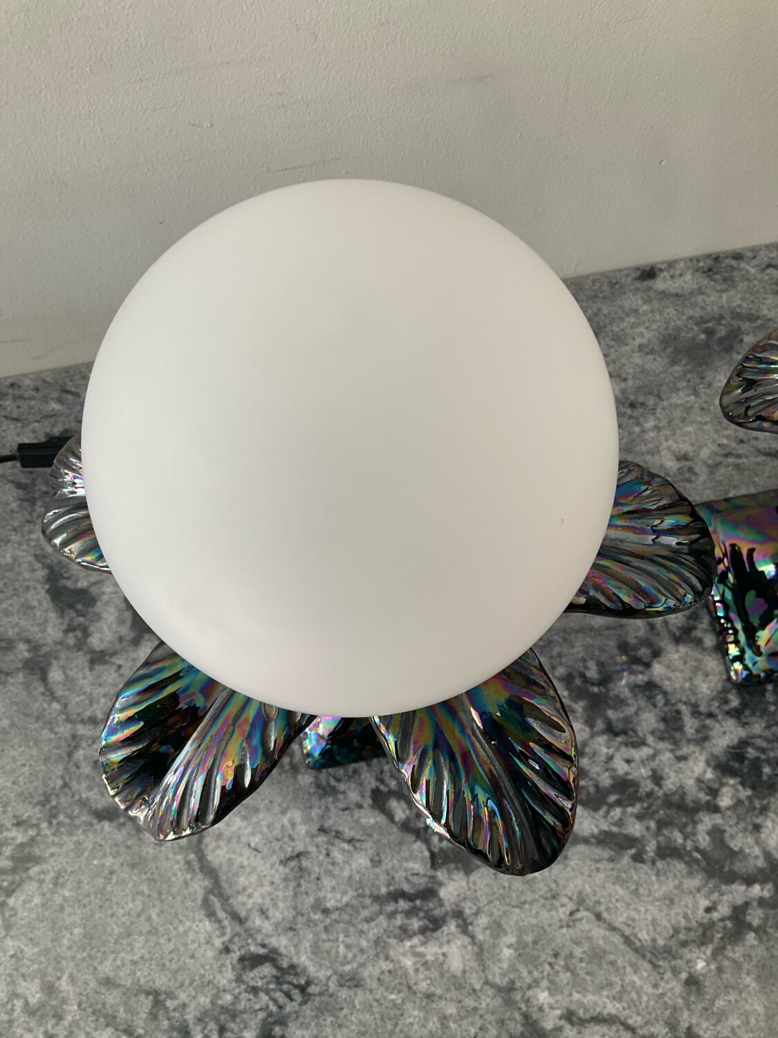 Pair of palm tree lamps in Italian ceramic from the 1970s.