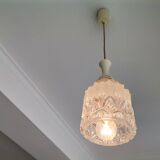 Small mid century clear glass hanging lamp