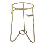 Vintage green circular iron jardinière from Hungary, 1940s, with a tripod base.