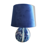 Vintage blue ceramic ball lamp signed