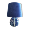Lampe boule vintage céramique bleue signée
