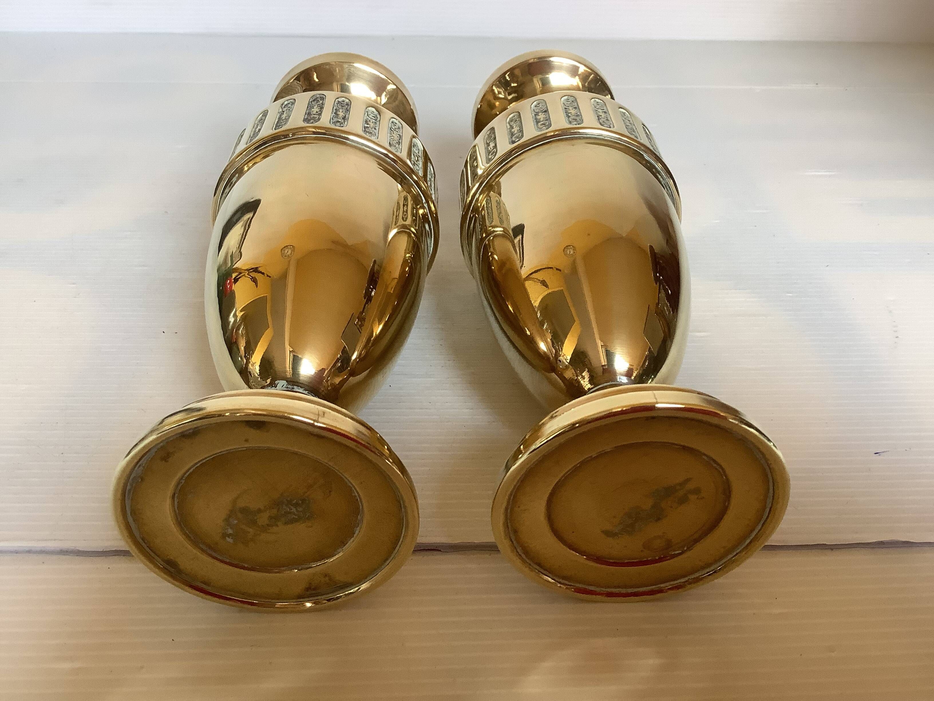 Pair of brass vases
