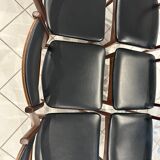 Set of 6 Scandinavian teak chairs, 1970s design.