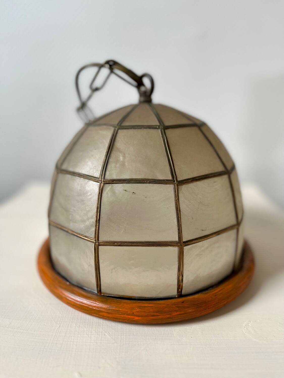 Vintage mother-of-pearl and brass pendant light 1970