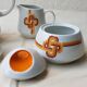 70's coffee maker, sugar bowl and milk pot