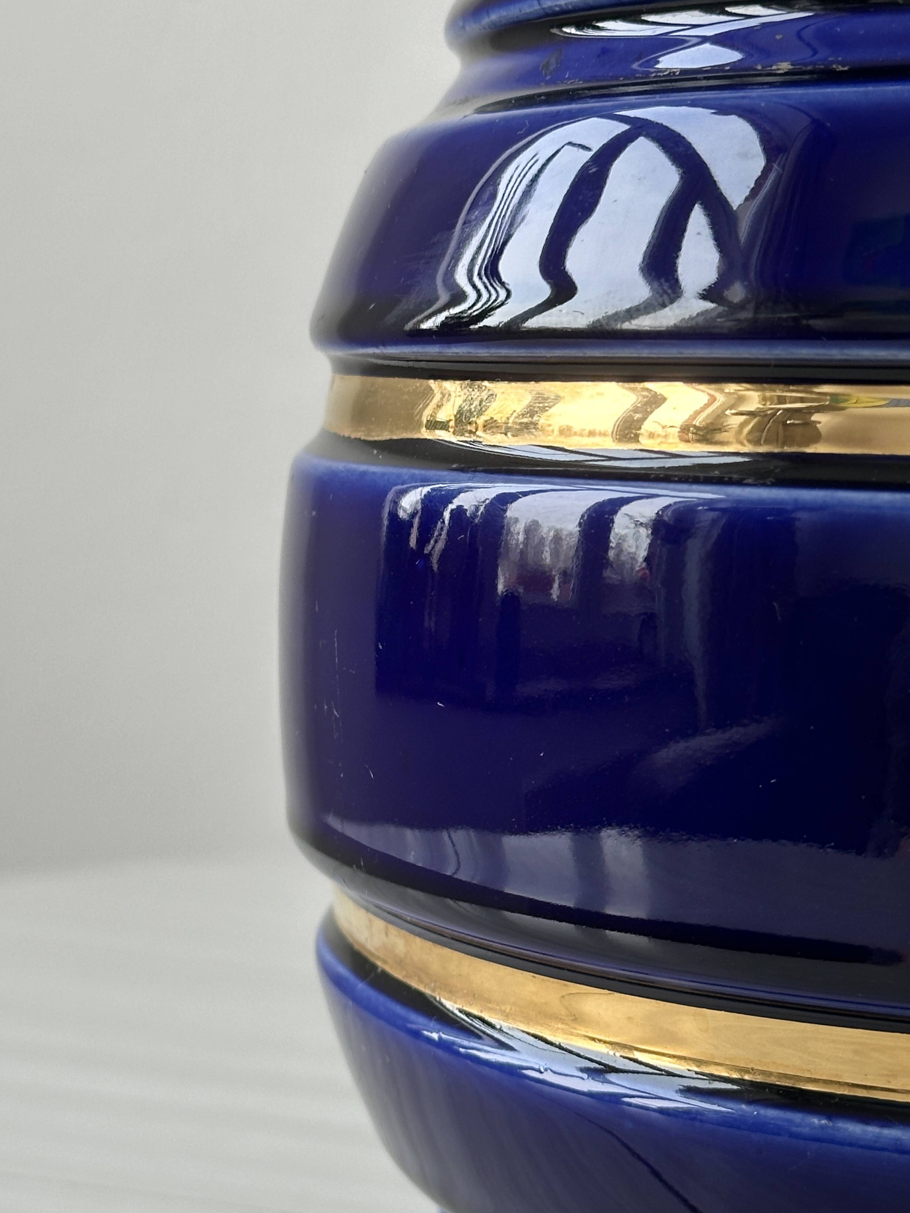 Royal blue vase with gold edging
