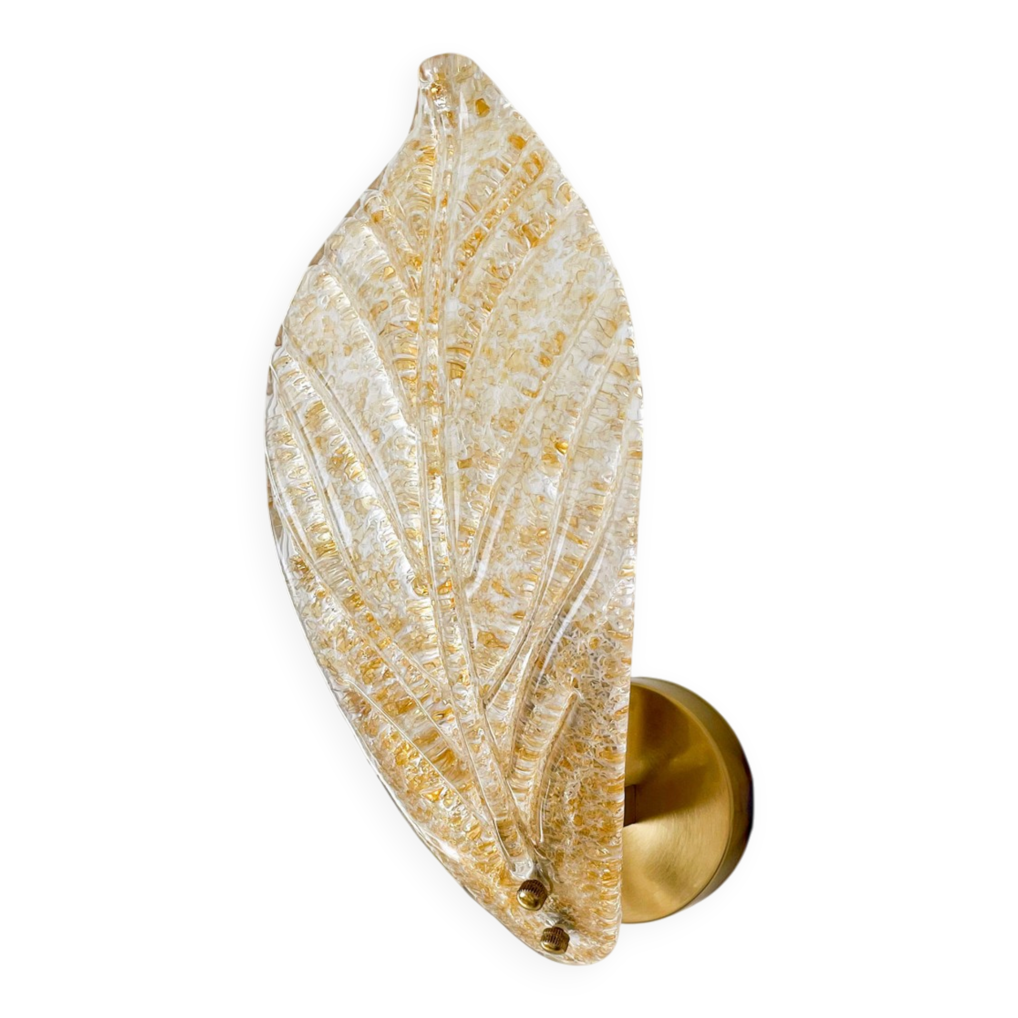 Amber Murano glass leaf wall light