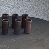 6 vintage cylindrical sandstone liqueur glasses