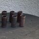 6 vintage cylindrical sandstone liqueur glasses