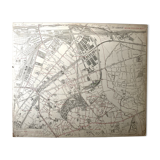 Old cardboard map of Paris - 19th Arrondissement