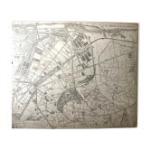 Old cardboard map of Paris - 19th Arrondissement