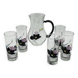 Service carafe glasses vintage floral decor