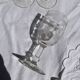 Verres  à pieds 12 cm gravure feuillage